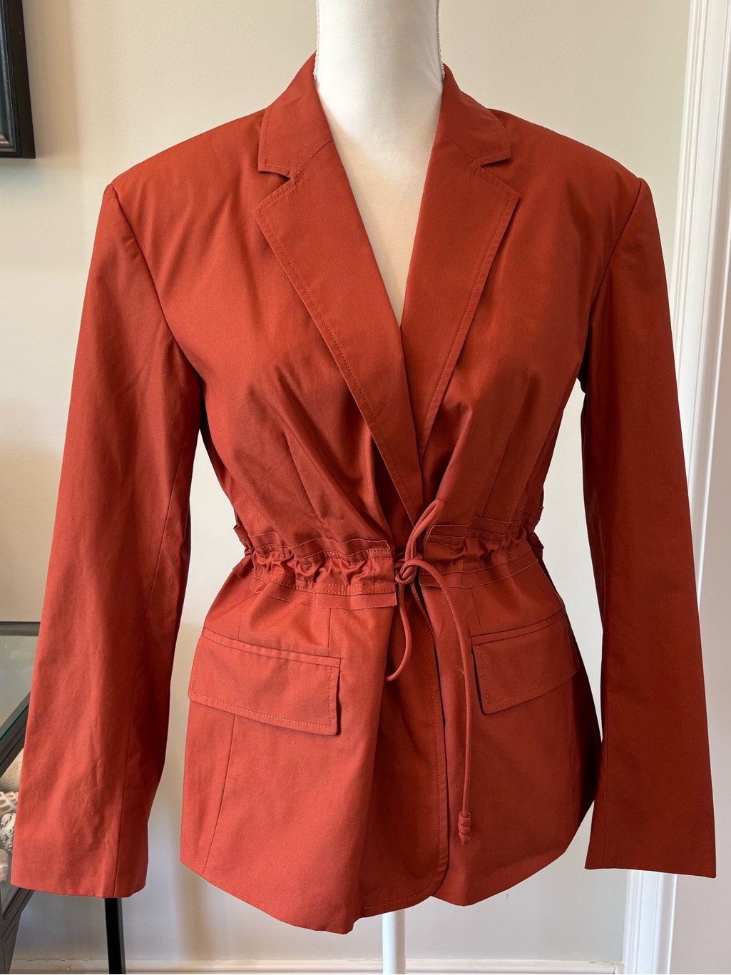 Ulla Johnson Blazer Cinch-Waist Oragne, Size S, Cotton, Summer, Vacation,